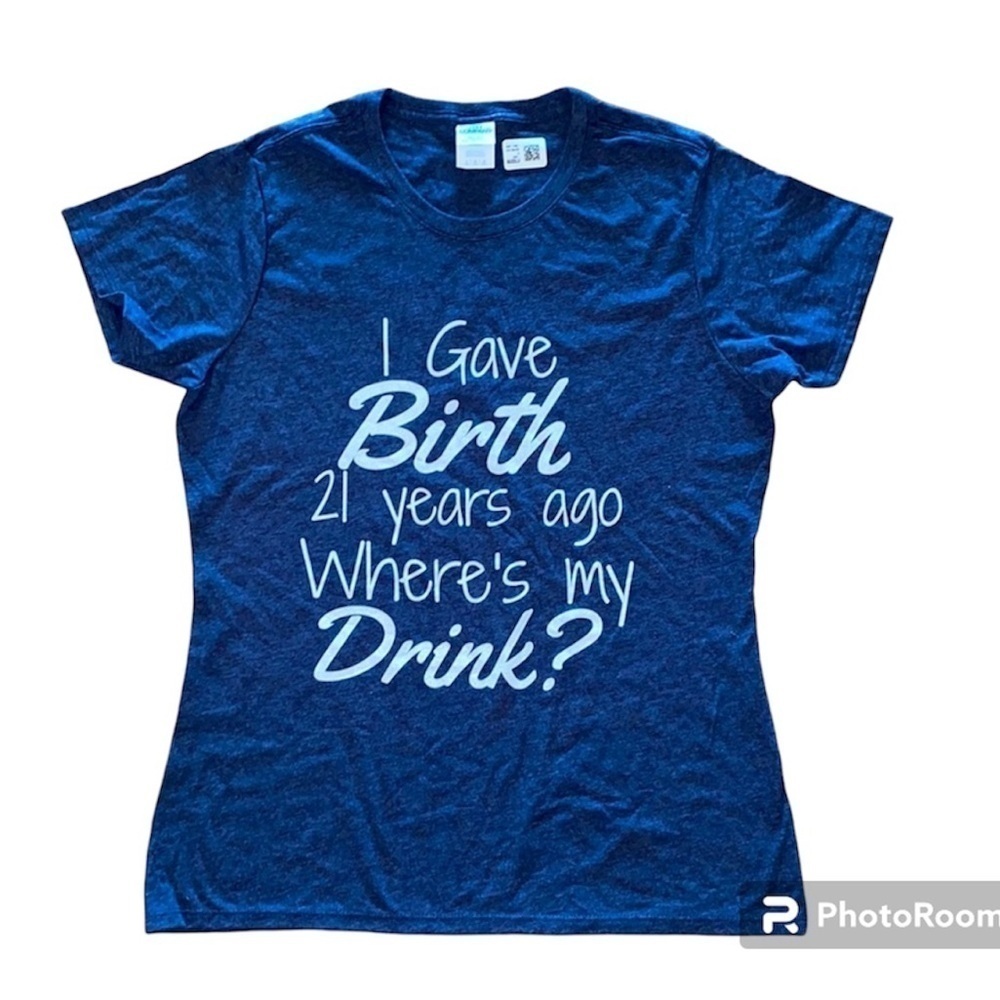 Funny Mom Shirt for Kid 21st Birthday Heather Navy Large